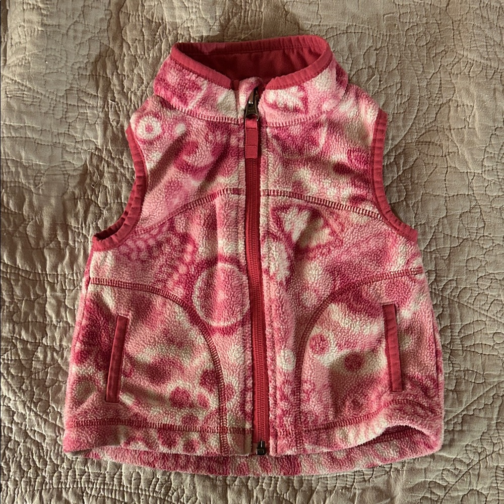 L.L. Bean Toddler Girls Pink Patterned Fleece Vest
